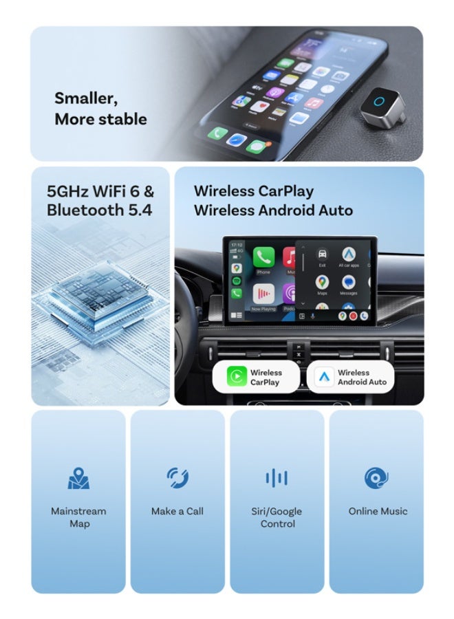Ottocast Cross-Border New Metal Mirror CarPlay Adapter - 2-in-1 Converter - Image 4